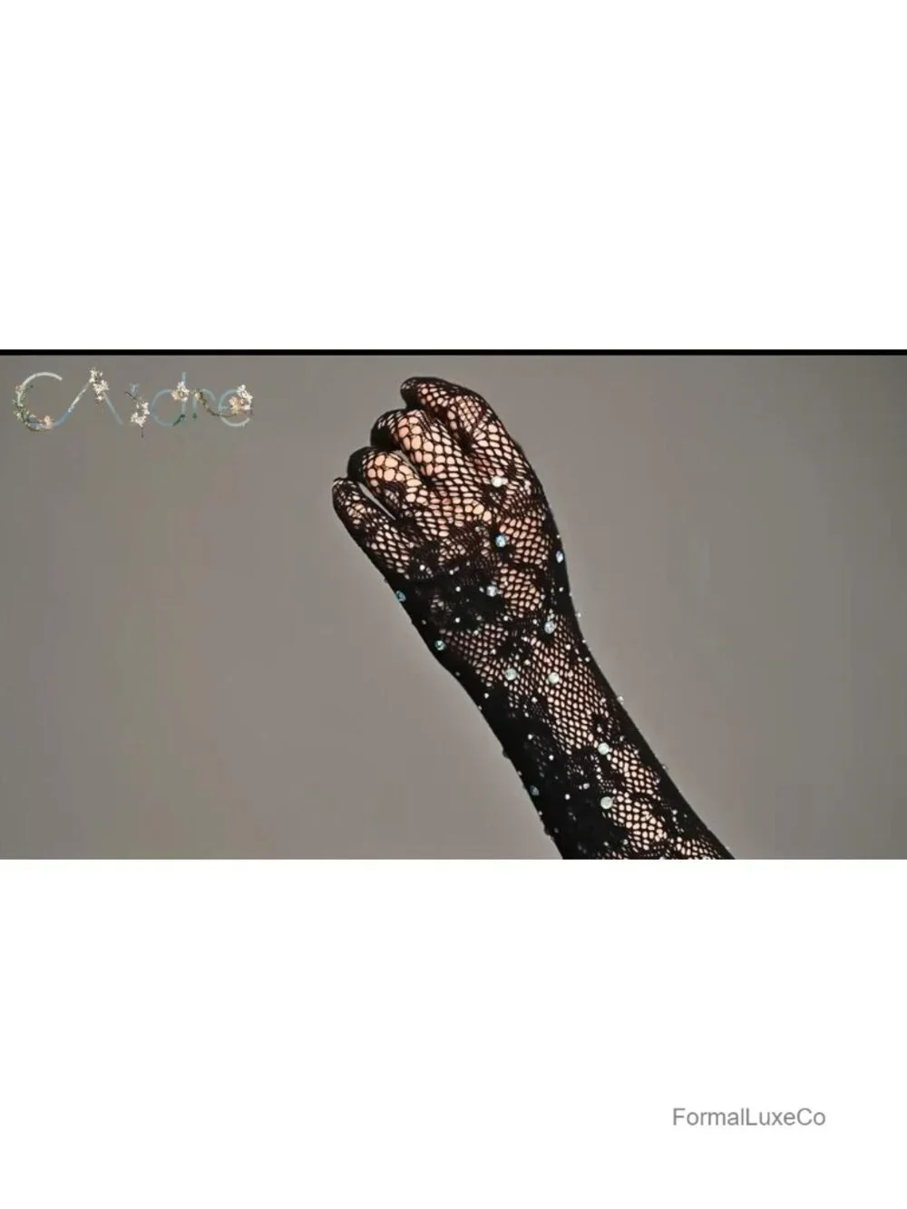 Sparkly Rhinestone Fishnet Gloves Long Lace Elbow Length Arm Sleeves Mesh Prom